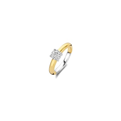 Bague Ti Sento en argent doré, argent et oxyde de zirconium