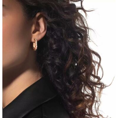 Mono boucle d'oreille créole Messika Moderniste pavée PM en or rose et diamants