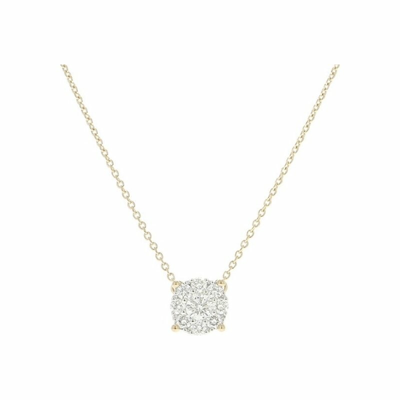 Illusion Round necklace, in white gold and diamonds