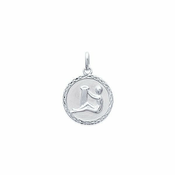 Médaille du zodiaque "Verseau" en argent rhodié