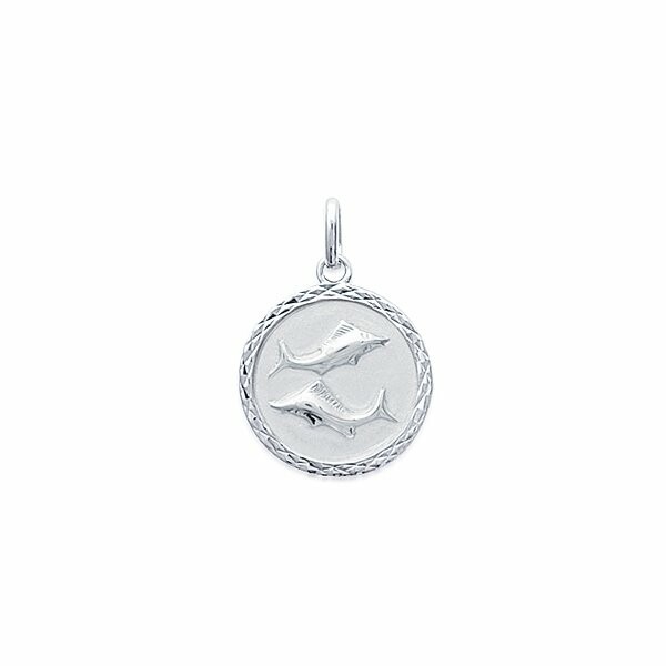 Médaille du zodiaque "Poisson" en argent rhodié