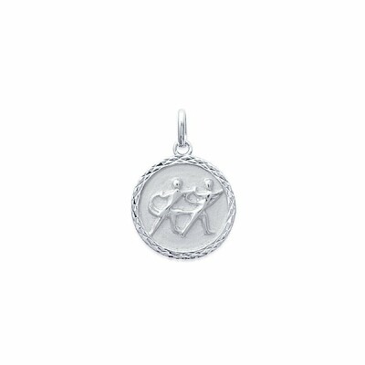 Médaille du zodiaque "Gémeau" en argent rhodié