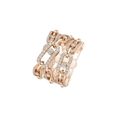 Messika Move Link three-row ring in rose gold and diamonds