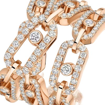 Messika Move Link three-row ring in rose gold and diamonds