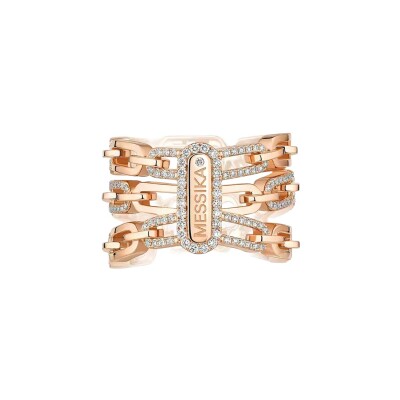 Messika Move Link three-row ring in rose gold and diamonds
