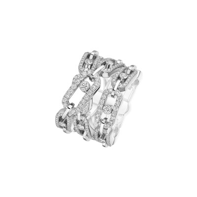 Bague trois rangs Messika Move Link trois rangs en or blanc et diamant
