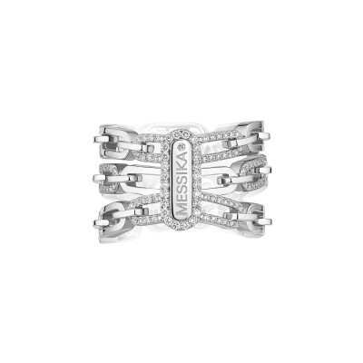 Bague trois rangs Messika Move Link trois rangs en or blanc et diamant