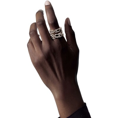 Bague trois rangs Messika Move Link trois rangs en or blanc et diamant