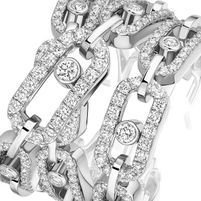Bague trois rangs Messika Move Link trois rangs en or blanc et diamant