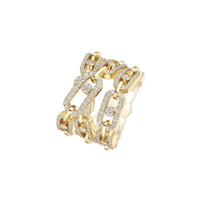 Bague trois rangs Messika Move Link trois rangs en or jaune et diamant