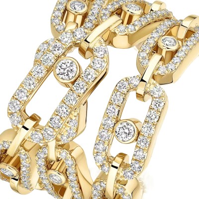 Bague trois rangs Messika Move Link trois rangs en or jaune et diamant
