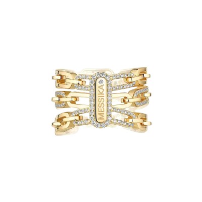 Bague trois rangs Messika Move Link trois rangs en or jaune et diamant