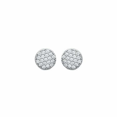 Boucles d'oreilles en argent rhodié et oxydes de zirconium