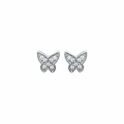 Boucles d'oreilles en argent rhodié et oxydes de zirconium