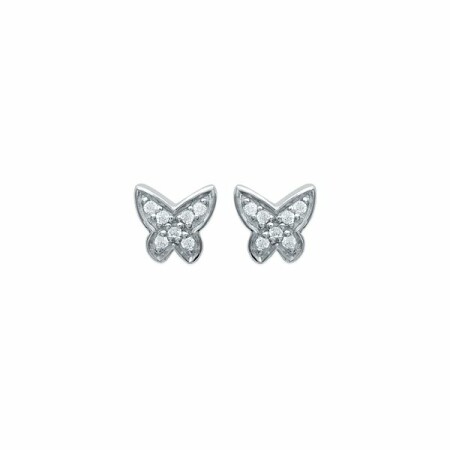 Boucles d'oreilles en argent rhodié et oxydes de zirconium