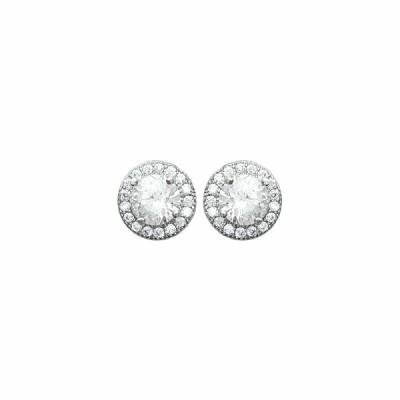 Boucles d'oreilles en argent rhodié et oxydes de zirconium