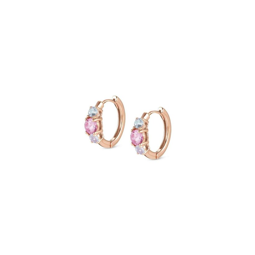 Boucles d’oreilles Nomination Italy Colour Wave en or rose, argent et oxydes de zirconium