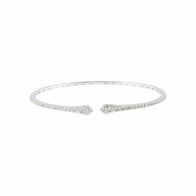 Bracelet jonc Carré demi-serti en or blanc et diamants