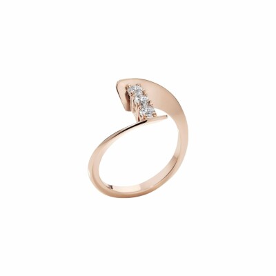Bague Garel Envol Trilogy en or rose et diamants de 0.18ct