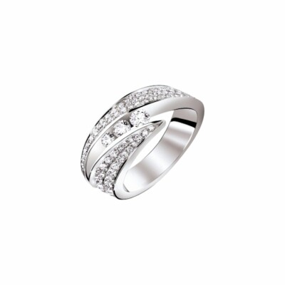 Bague Garel Neima Trilogy Pavée en or blanc et diamants de 0.28ct