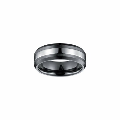 Bague Phebus en acier et céramique, taille 62