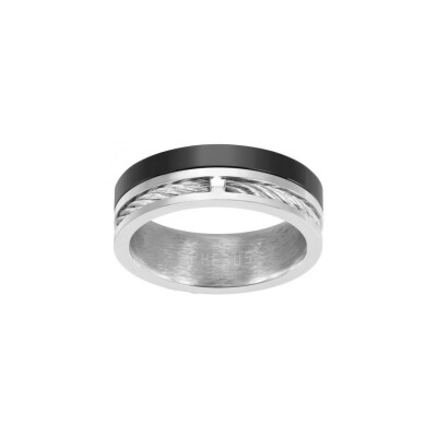 Bague Phebus en acier et céramique, taille 64
