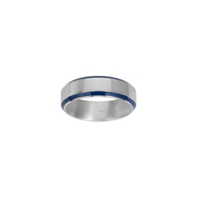 Bague Phebus en acier et laque bleue