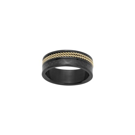 Bague Phebus en acier noir et carbone