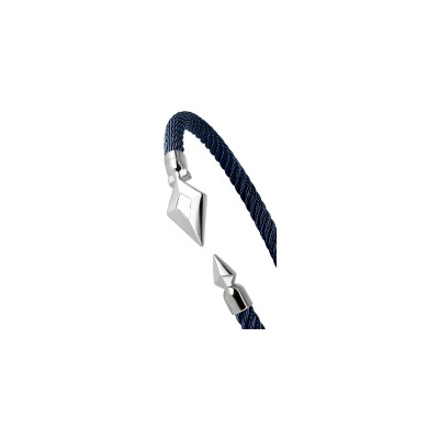 Bracelet flexible câble Fullord Masaï en or blanc et acier PVD bleu