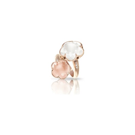 Bague Pasquale Bruni Bon Ton en or rose, quartz rose et quartz