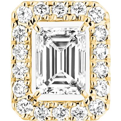Boucles d'oreilles Messika Joy taille émeraude en or jaune et diamant, petit modèle