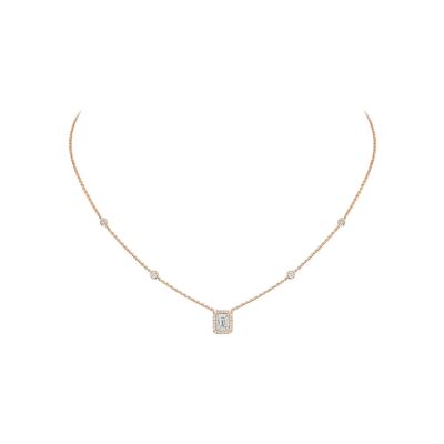Collier Messika Joy taille émeraude en or rose et diamant
