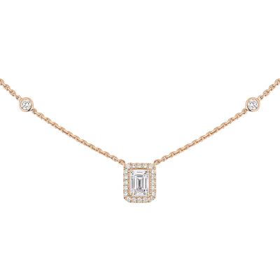 Collier Messika Joy taille émeraude en or rose et diamant