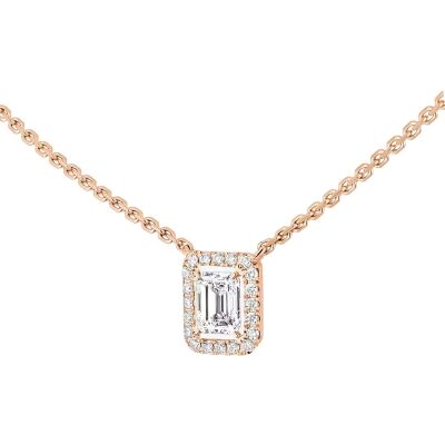 Collier Messika Joy taille émeraude en or rose et diamant