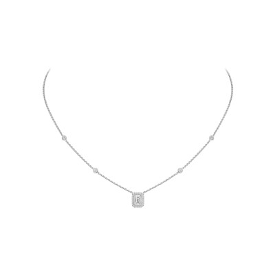 Collier Messika Joy taille émeraude en or blanc et diamant