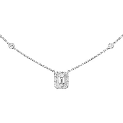 Collier Messika Joy taille émeraude en or blanc et diamant
