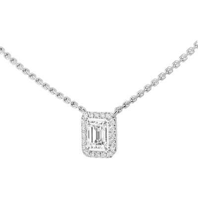 Collier Messika Joy taille émeraude en or blanc et diamant