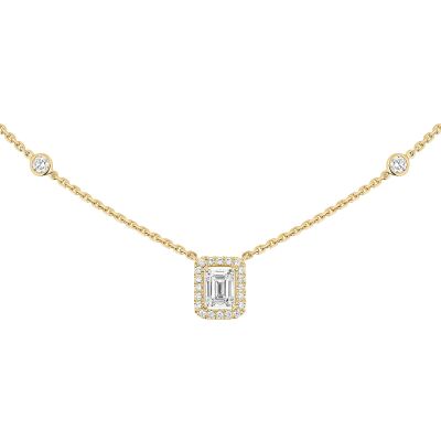 Collier Messika Joy taille émeraude en or jaune et diamant