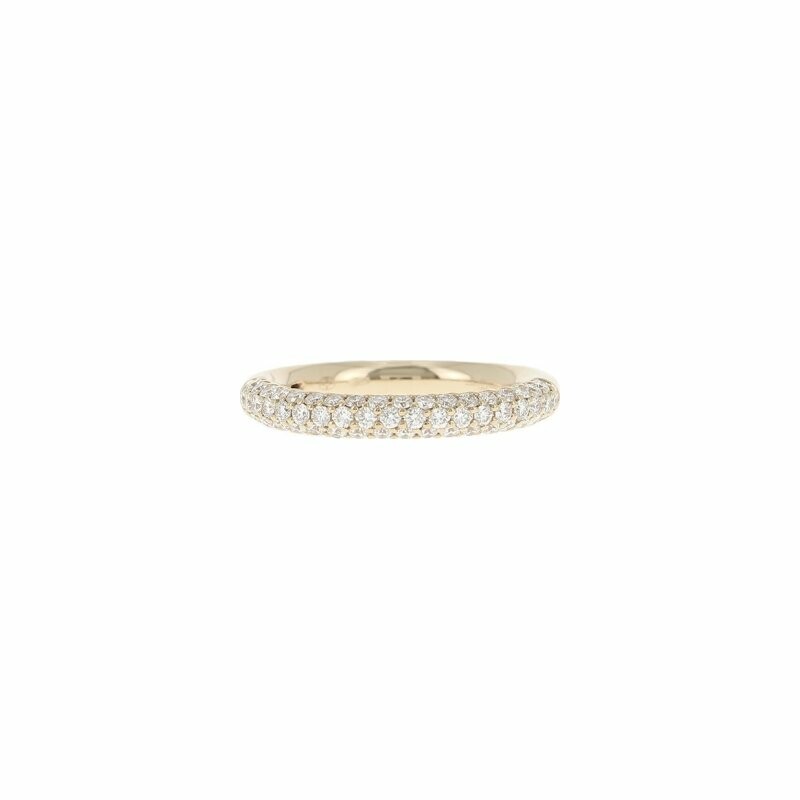 Pavage half-round wedding ring, in white gold and diamonds