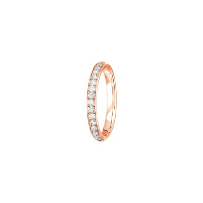 Alliance Les Essentielles Jonc Parisien 1 rang en or rose et diamants serti de 0.34ct, largeur 2.5mm