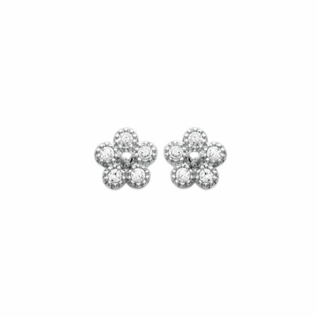 Boucles d'oreilles en argent rhodié et oxydes de zirconium