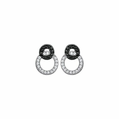 Boucles d'oreilles en argent rhodié et oxydes de zirconium