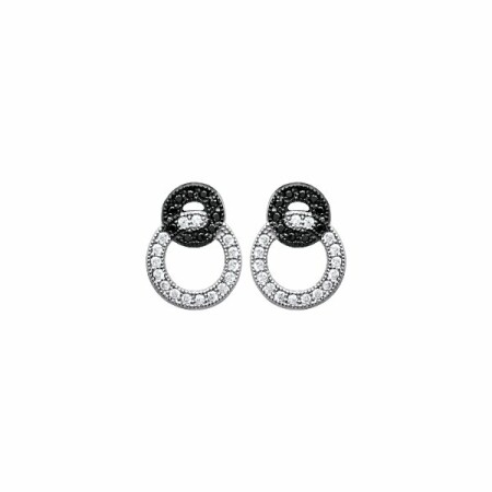 Boucles d'oreilles en argent rhodié et oxydes de zirconium