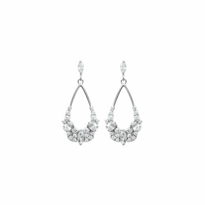 Boucles d'oreilles en argent rhodié et oxydes de zirconium