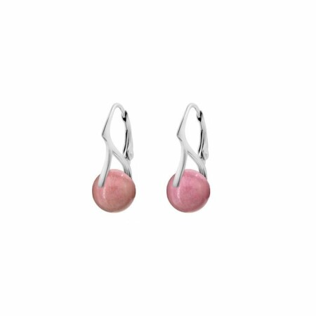 Boucles d'oreilles Meilys dormeuses en argent et rhodonite