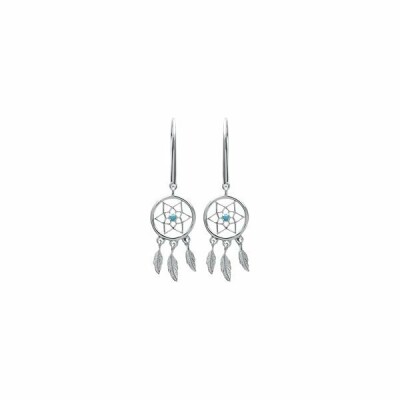 Boucles d'oreilles en argent rhodié et pierre synthétique