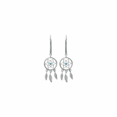 Boucles d'oreilles en argent rhodié et pierre synthétique