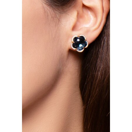 Boucles d'oreilles Pasquale Bruni Bon Ton en or rose, diamants et topaze bleu London