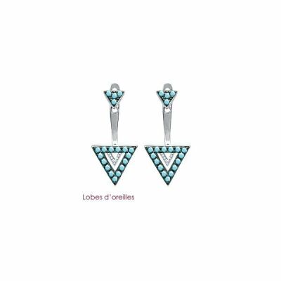 Boucles d'oreilles en argent rhodié et pierre synthétique