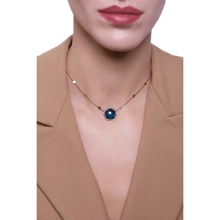 Collier Pasquale Bruni Bon Ton en or rose, diamants et topaze bleu London